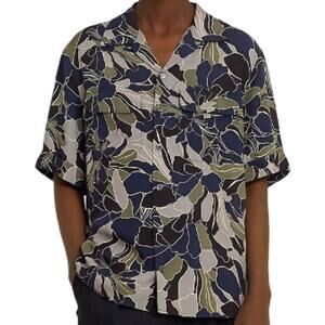 Equipment Original Camp-Collar Blue Gray Green Button Down Twill Shirt size XXS